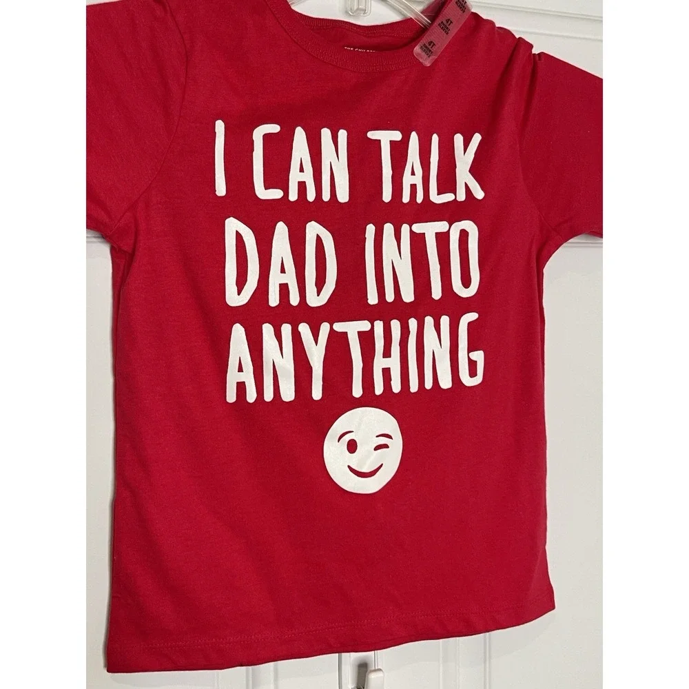 NWT Childrens Place Size 4T I Can Talk Dad Into Anything Fathers Day Red T-Shirt